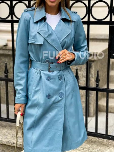 Тренч женский из натуральной кожи - фото 3