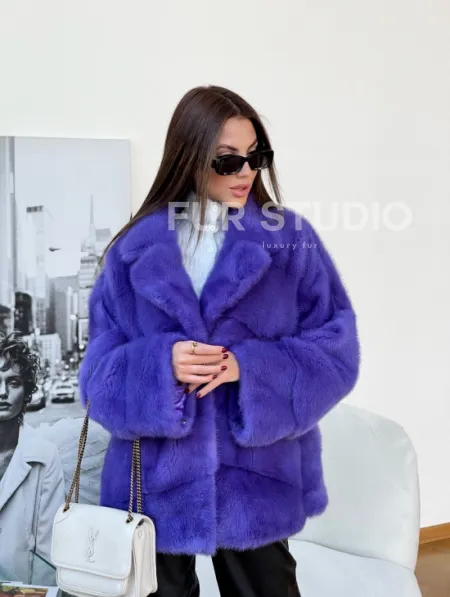 Полушубок норковый с английским воротником - фото 3