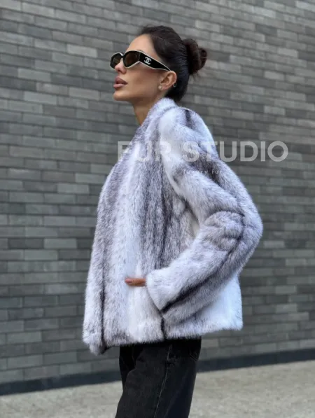 Меховая куртка из норковой крестовки - фото 6