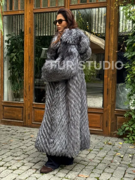 Длинная шуба из чернобурки в росшив - фото 9