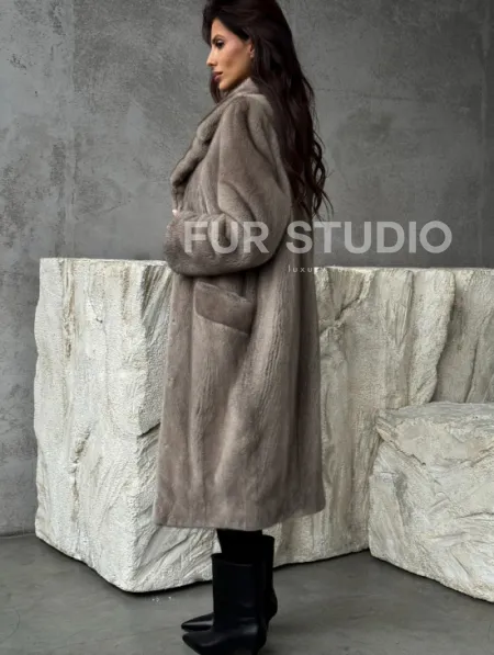 Норковая шуба в сером цвете 