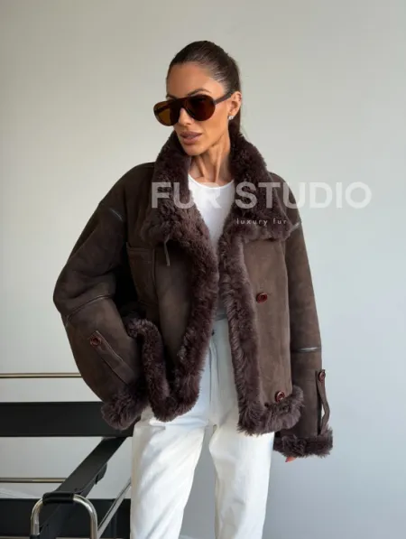 Женская двухсторонняя дубленка - фото 12