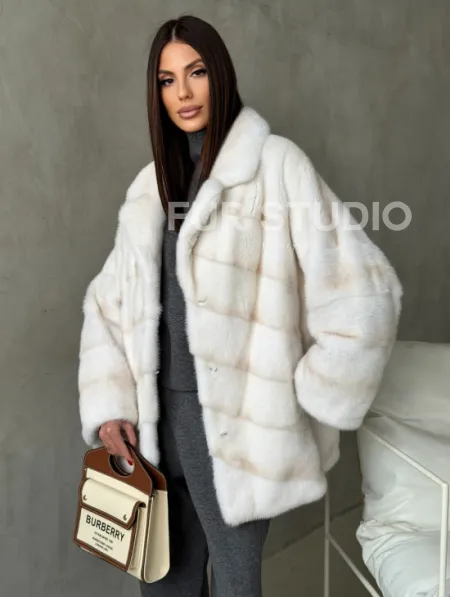 Полушубок норковый в цвете паломино - фото 10