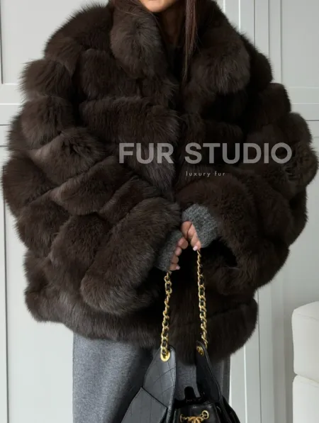 Шуба из натурального песца под соболь - фото 1