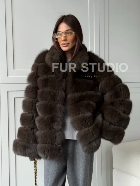 Шуба из натурального песца под соболь - фото 13