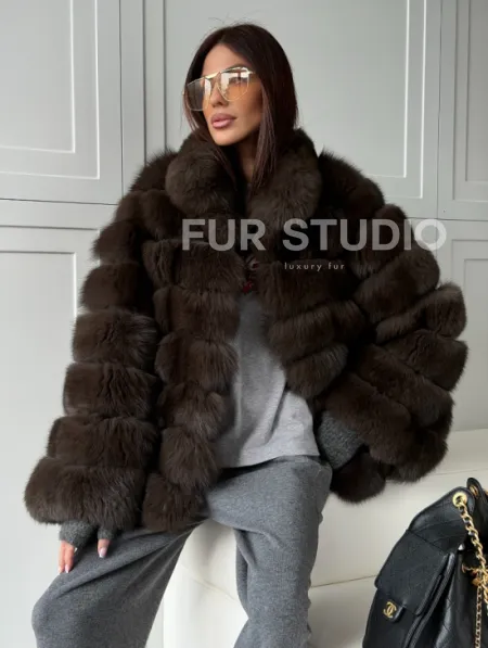 Шуба из натурального песца под соболь - фото 7