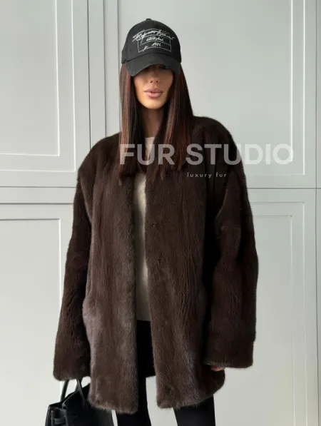 Куртка из норки с V - образным воротом - фото 11