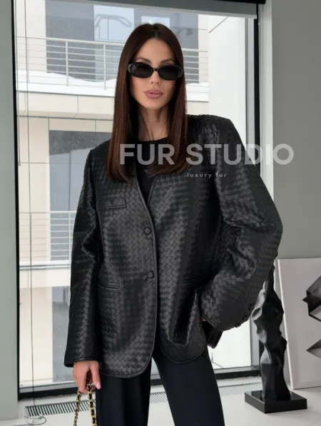 Женский пиджак из натуральной кожи - фото 0