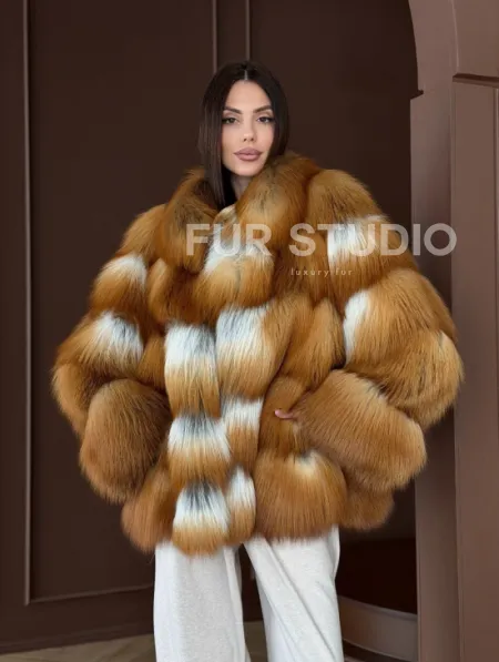 Короткая шуба из рыжей лисы - фото 13