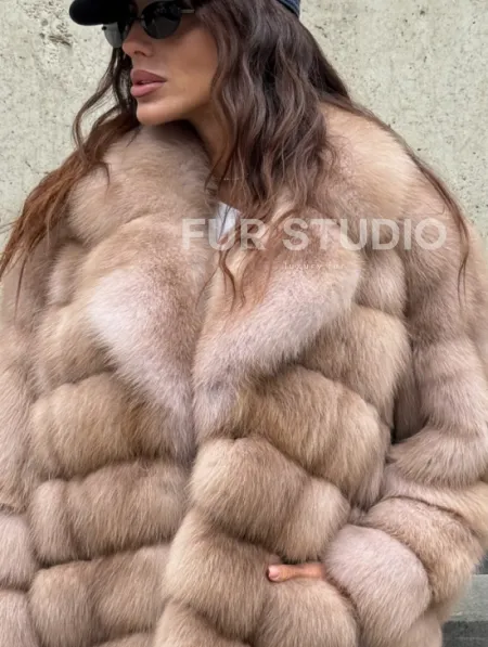Шуба из меха куницы - цвет Tortora - фото 1