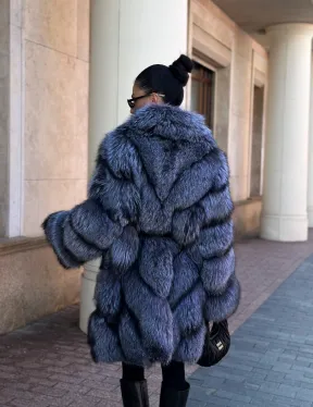 Шуба из меха чернобурой лисы - поперечка - фото 5