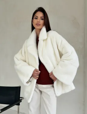 Шуба автоледи из белой норки NAFA MINK - роспуск - фото 5