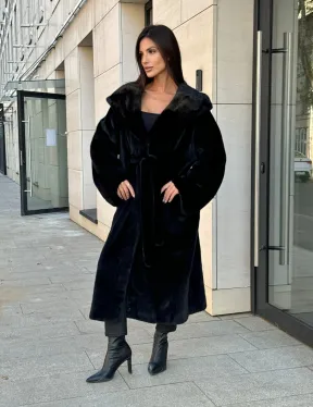 Норка кимоно BLACKGLAMA роспуск, капюшон кобра - фото 11