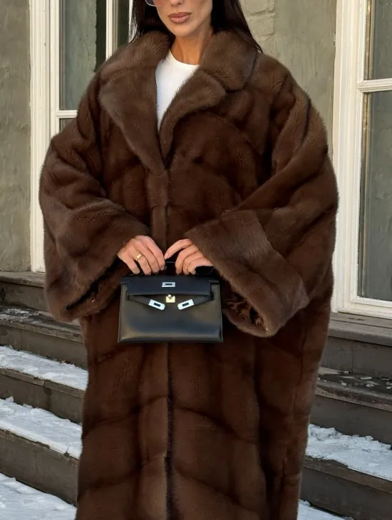 Женская шуба больших размеров из меха норки фасон «Бохо» - фото 2