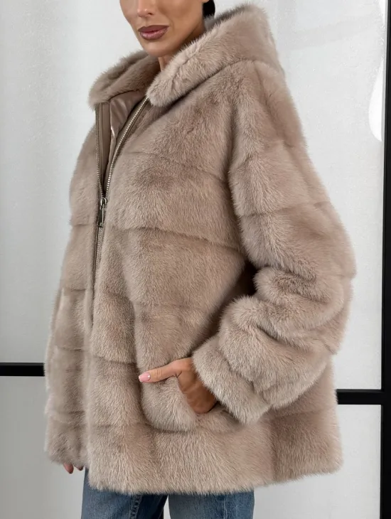 Зимняя меховая норковая курточка с капюшоном - фото 3