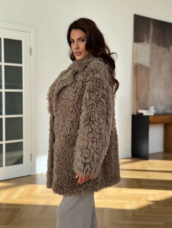 Двусторонняя шуба - дублёнка из меха испанского тиградо - фото 10