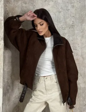 Дубленка - бомбер на молнии из овчины MERINO - фото 0