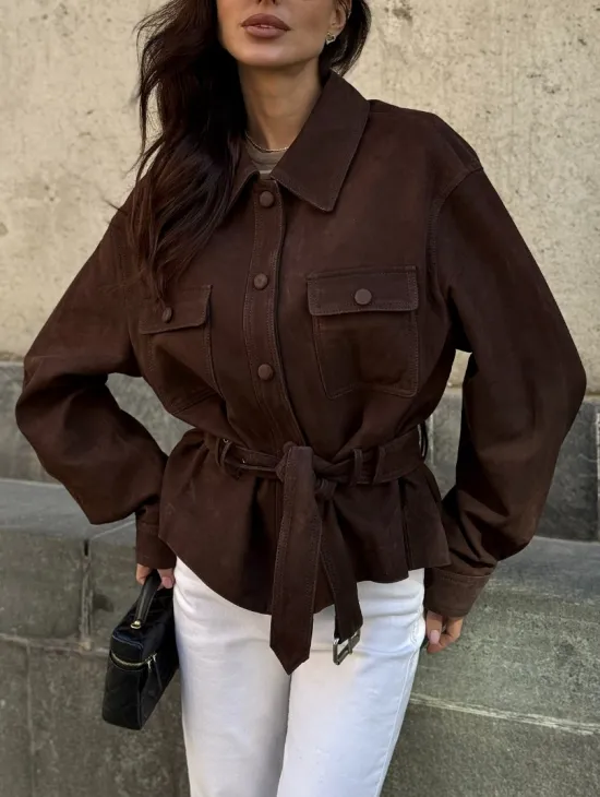 Женская куртка - рубашка из замши - фото 2
