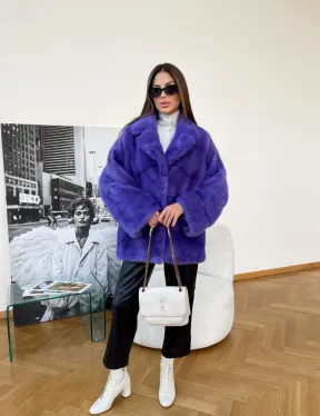 Полушубок норковый с английским воротником - фото 1