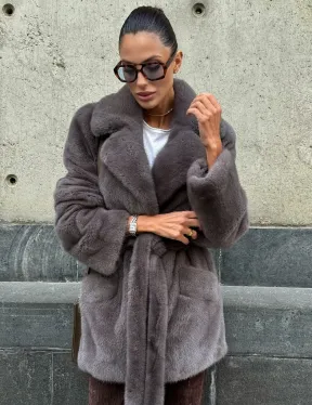 Норковая шуба лавандового цвета - VELVET - фото 7