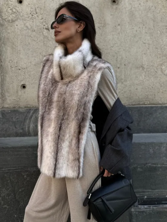 Женская манишка из норки крестовки - фото 4