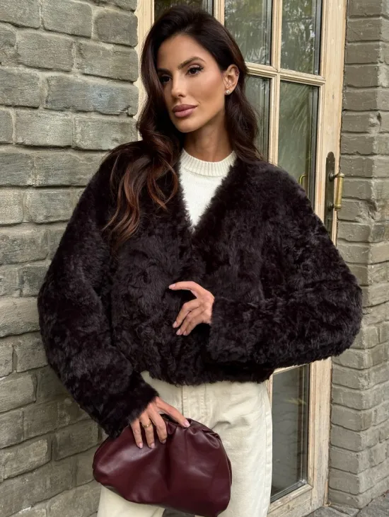 Укороченная шуба из овчины калган - фото 4