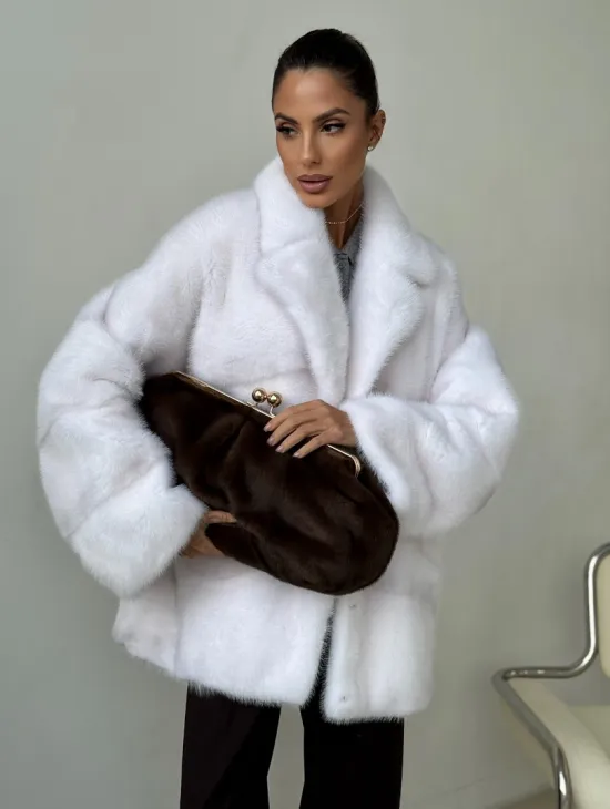 Белый норковый полушубок - фото 4