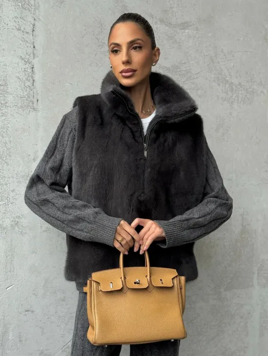 Меховая манишка из меха норки - фото 0