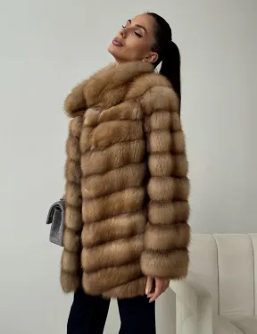 Шуба из куницы - стойка воротник - фото 2