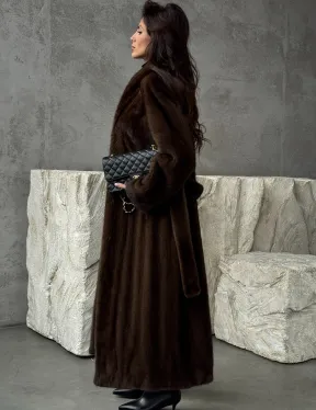 Пальто из норки с V-образным воротом - фото 3