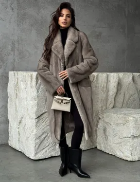 Норковая шуба в сером цвете 