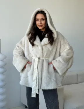 Шуба автоледи под пояс из меха норки - фото 9