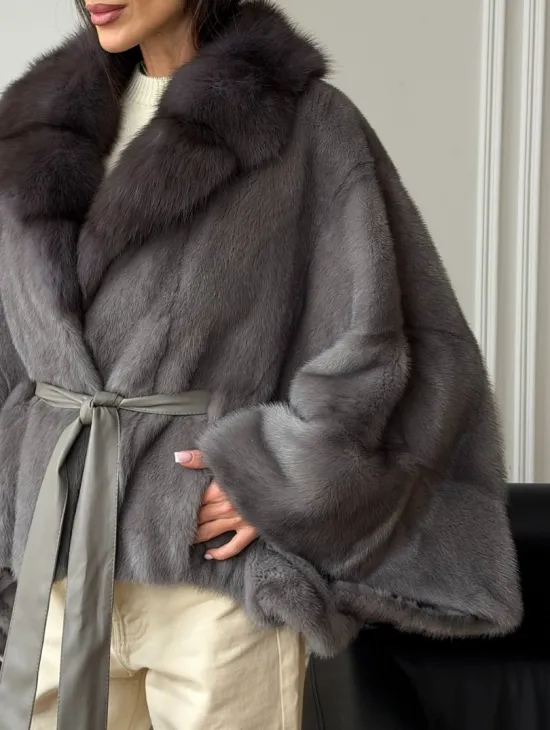 Короткий норковый полушубок - летучка - фото 2