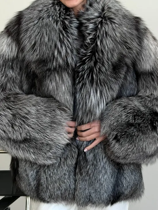 Шуба чернобурка - воротник шаль - фото 1