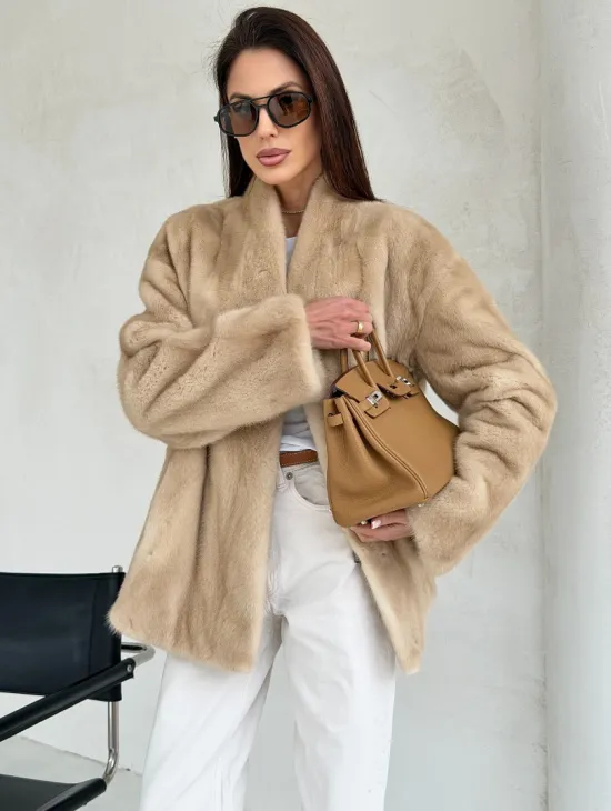 Жакет из натурального меха норки - Palomino - фото 8