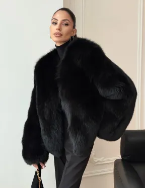 Черная короткая шуба из песца - фото 0