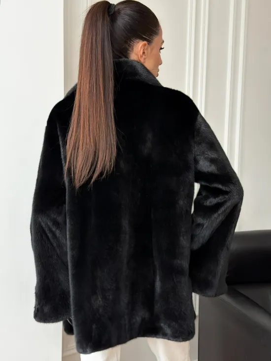 Черная норковая косуха - фото 8