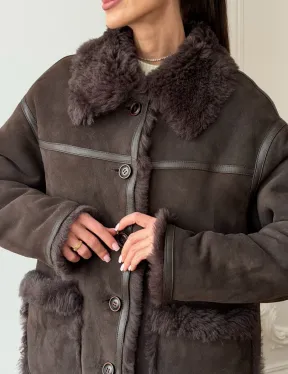 Двухсторонняя дубленка - мех тиградо - фото 2