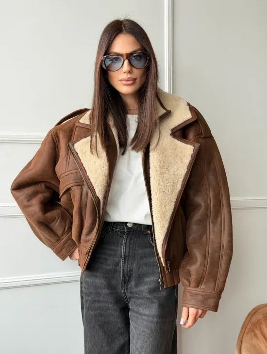 Молодежная куртка - дубленка из овчины - фото 7