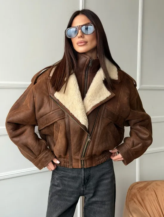 Молодежная куртка - дубленка из овчины - фото 5