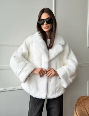 Белая шуба из скандинавской норки - фото 12