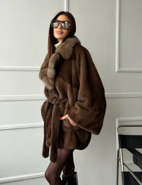 Полушубок автоледи норковый - воротник куница - фото 14