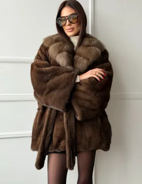 Полушубок автоледи норковый - воротник куница - фото 5