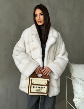 Полушубок норковый в цвете паломино - фото 13