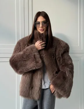 Дубленка из тосканы цвет taupe - фото 14