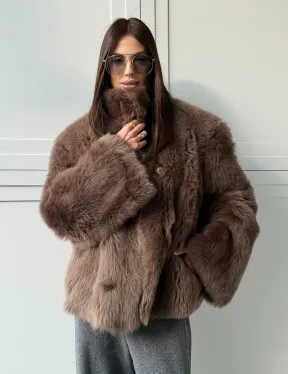 Дубленка из тосканы цвет taupe - фото 12