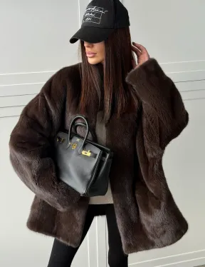 Куртка из норки с V - образным воротом - фото 4