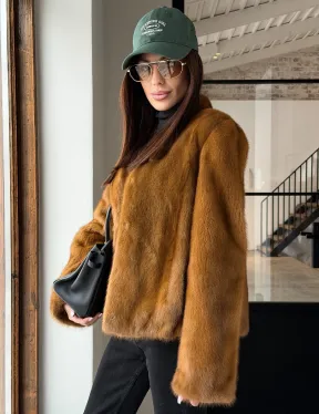 Меховой жакет из золотой норки - фото 15