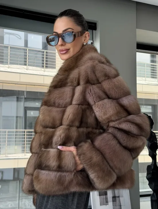 Полушубок из соболя «Тортора графит» - фото 7