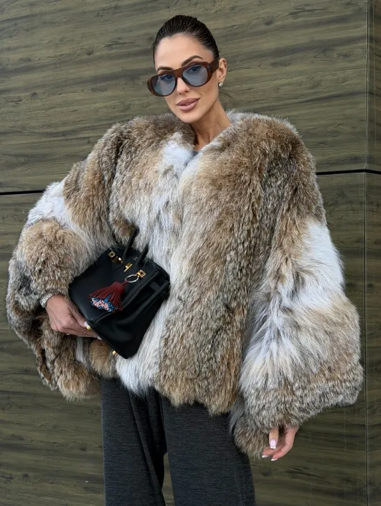 Шуба - летучка из меха рыси - фото 0